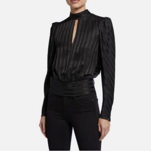 Frame Jacquard keyhole silk blouse